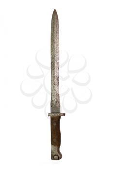  Bayonet Knife From the Second World War Isolated on White Background. Vintage Historical Objects