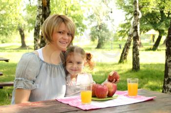 mother and daughter picnic