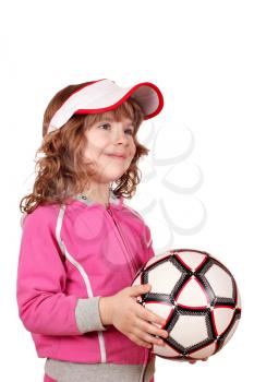 little girl holding the soccer ball