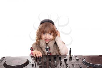 little girl dj with turntables