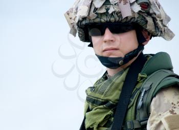 US soldier in desert uniform