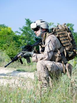 us soldier with assault rifle