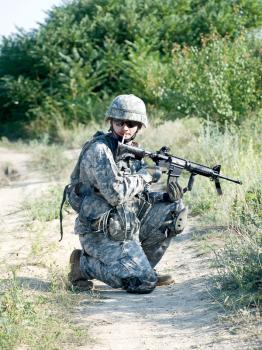 us soldier with assault rifle