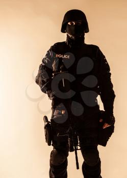 Special weapons and tactics team SWAT officer silhouette