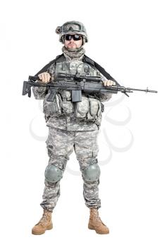 United States paratrooper airborne infantry studio shot on white background