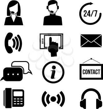 Support, customer service, call center and telemarketing vector icons. Customer support service, call center support, assistant support illustration