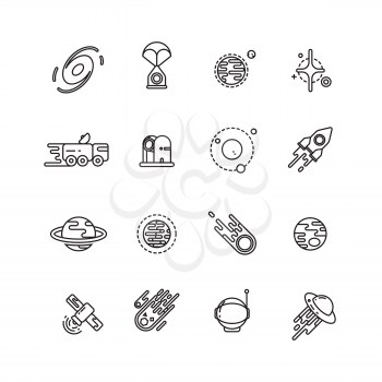 Cosmos, astronomy and astrology space line vector icons. Astronomy icon, space astronomy universe, astronomy galaxy illustration