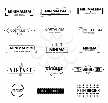 Minimal modern vector logos. Minimal line emblems or minimal labels vector set
