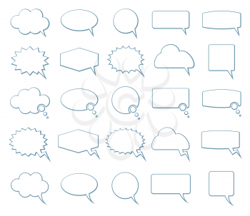 Empty speech bubbles vector icons. Blank bubbles set for talk and message communication illustration