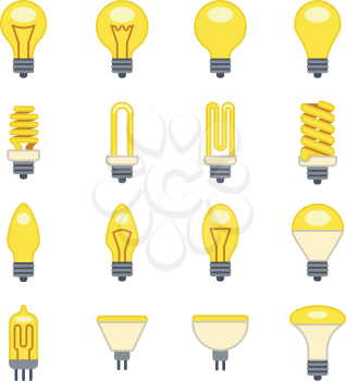 Light bulb flat vector icons. Electrical lamp and electric efficient energy illustration