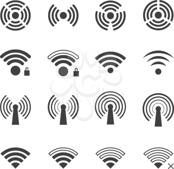 Wireless and wifi vector icons. Wifi connection symbols and wireless connection signs