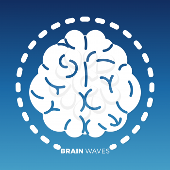 White brain icon design on colorful backdrop. Idea brain symbol, vector illustration