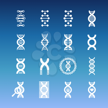 DNA spiral vector icons - medicinal and biology icons set. Medical helix illustration