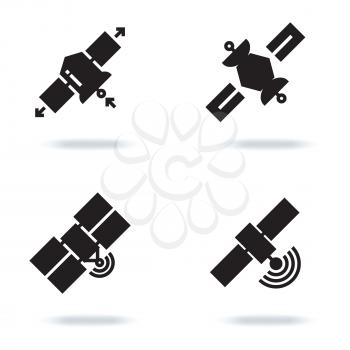 Satellite and orbit communication icons isolated on white background. Technology space vector illustration
