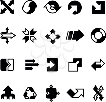 Complex business transition, transform arrows and paths vector icons. Business arrow transition interface collection illustration