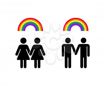 Vector rainbow gay homosexual love and lesbian romantic emblem illustration