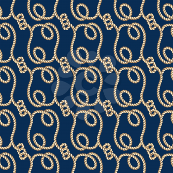 Marine ropes vector seamless pattern. Background with sea knots rope illustration