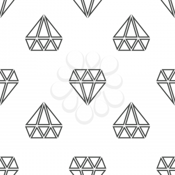 Diamonds vector seamless pattern in black and white. Linear background illustration