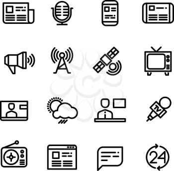 News, newspaper, speech technology, media vector icons. Television news and internet news illustration