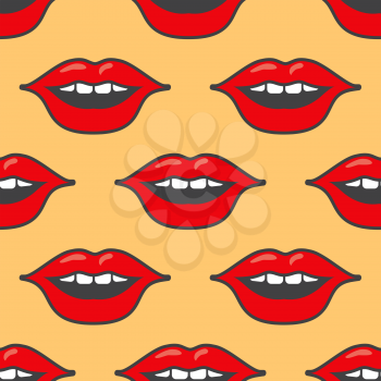 Bright red lips vector seamless pattern. Fashion background with mouth illustration