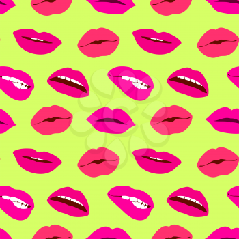 Woman lips bright vector seamless pattern. Fashion mouth female illustration