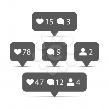 Follower, comment and like it vector icons set. Symbol for social network illustration