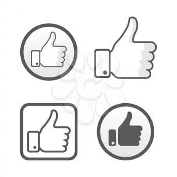 Thumb up, like icons vector set, social network. Collection of symbols for internet illustration