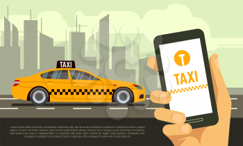 Taxi mobile app service concept vector illustration