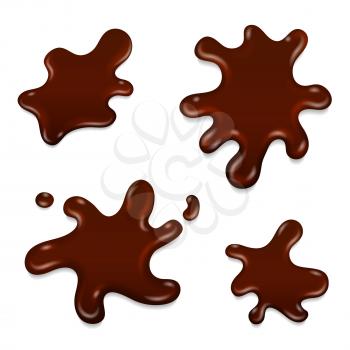 Vector chocolate realistic drops collection. Splash milk chocolate, illustration abstract form of chocolate