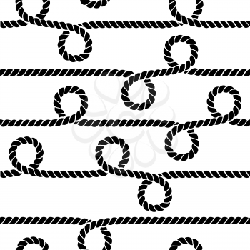Marine folded ropes seamless pattern background. Braided and cord, vector illustration