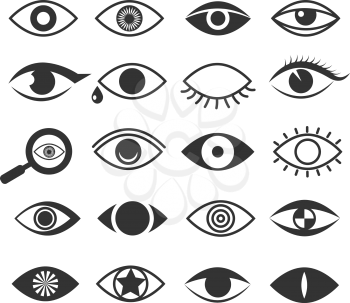 Eyes eye vision vector icons set. Eyeball and eyesight, optical logo collection illustration