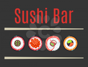 Japanese sushi bar food logo template. Set of logotype restaurant. Vector illustration