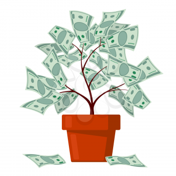 Money tree, business banking, abundance vector concept. Finance wealth and profit illustration