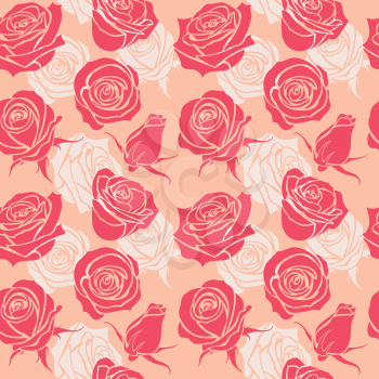 Seamless pattern with roses. vintage love abstract vector Background with pink rose, illustration of blossom roses