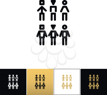 Society team community vector icon. Society team community program on black, white and gold background