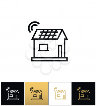 Smart home vector icon. Smart home pictograph on black, white and gold background