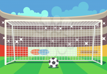 Vector soccer stadium and ball illustration. Frame to football sport illustration