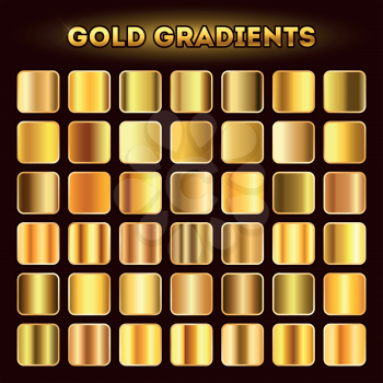 Gold gradients vector. Set of golden glistening gradient shades illustration