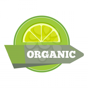 Organic natural fruit juice label template. Logo fresh food, vector illustration