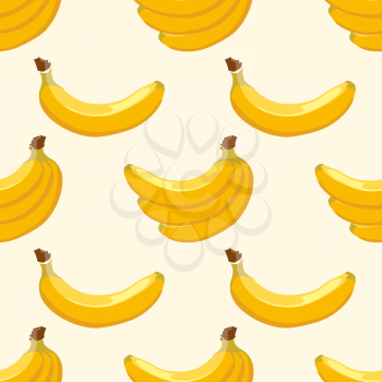 Yellow vector banana seamless background pattern. Sweet tropical fruit illustration