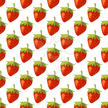 Red vector strawberries seamless pattern. Background with ripe fruit illustration