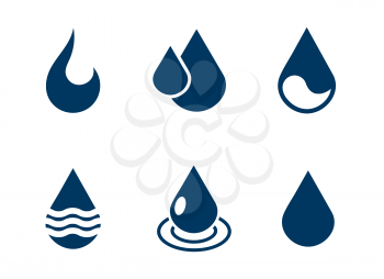 Set of vector water drops isolated on white background. Collection of logo illustration