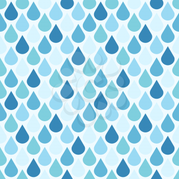Blue vector water drops seamless pattern. Background wet droplet illustration