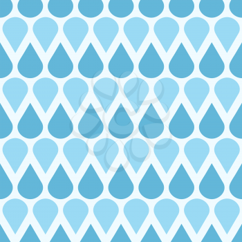Blue vector falling water drops seamless pattern. Rain weather background illustration