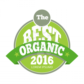 Green organic natural eco label. Best product sticker, vector illustration
