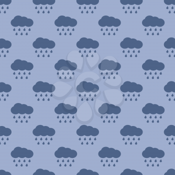 Vector clouds and rain weather seamless pattern background with water drops illustration