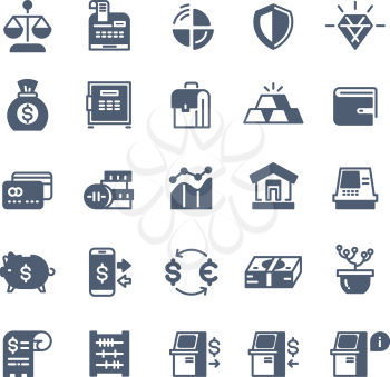 Banking finance money cash vector icons. Money and exchange currency illustration