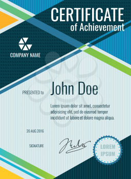 Achievement, award vector certificate design. Personal diploma and certificate illustration
