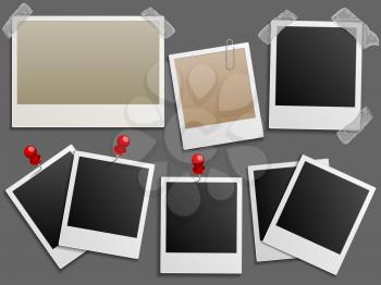 Photos frames like vintage photo vector set, holiday images and old pictures frame set