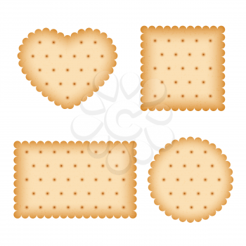 Cartoon biscuit, eating pastry, breakfast cookies vector. Set of pastry biscuit, illustration of round and heart form biscuit